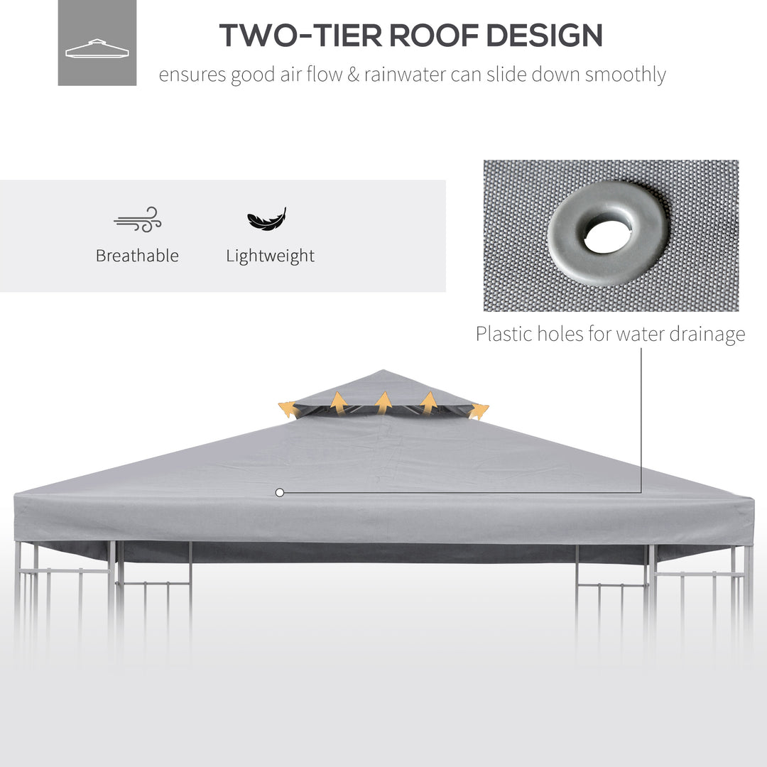 Outsunny 3 x 3(m) Gazebo Canopy Roof Top Replacement Cover Spare Part Light Grey (TOP ONLY)