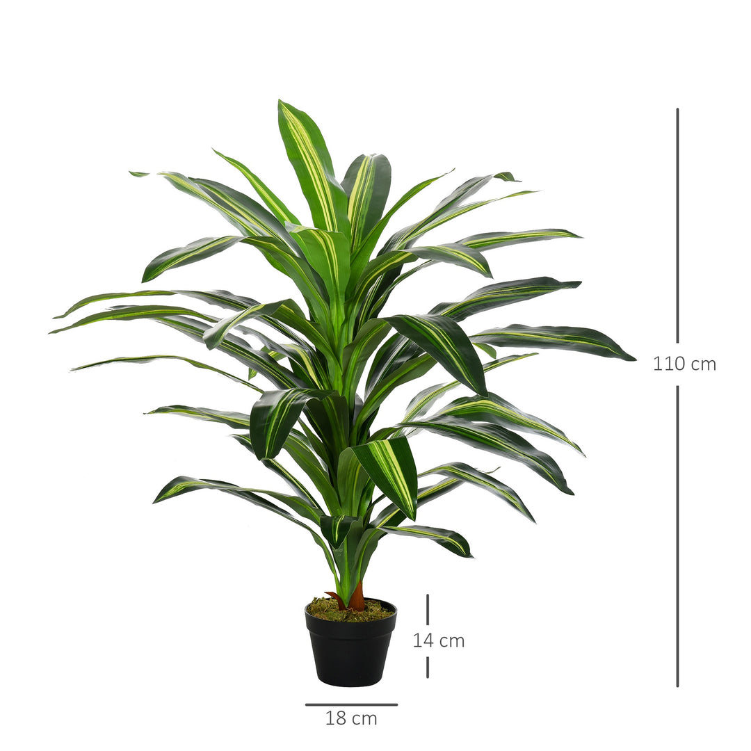 Artificial Dracaena Tree Decorative Plant, Fake Tropical Tree- Green