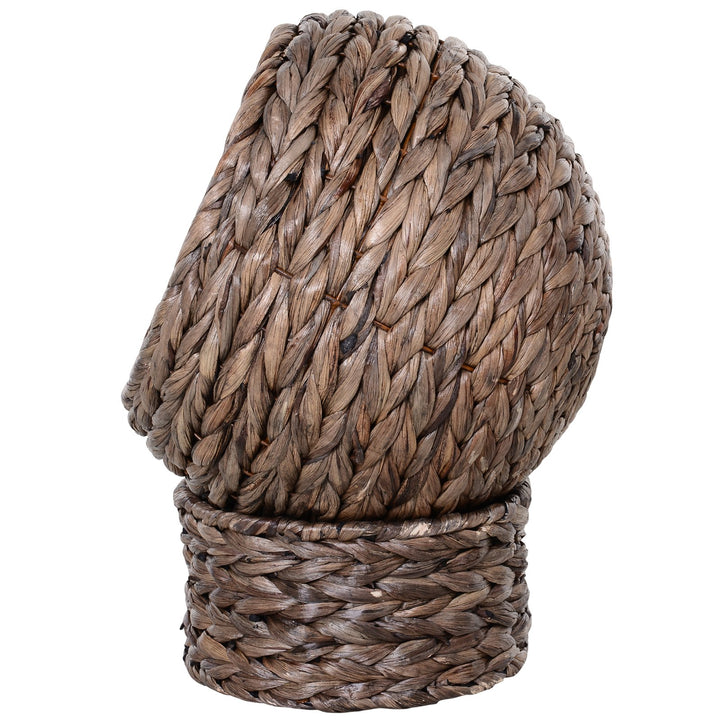 Woven Banana Leaf Elevated Cat Bed House Basket Soft Cushion Dome Basket 42x33x52 cm Dark Brown (base) &amp; Beige (cushion)