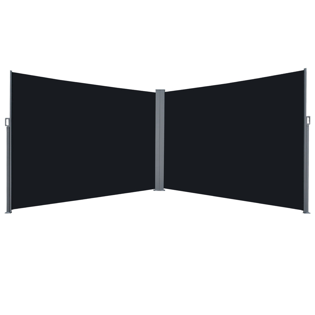 6 x 2m Retractable Sun Side Awning Screen Fence Patio Garden Wall Balcony Screening Panel Outdoor Blind Privacy Divider – Black