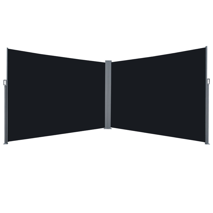 6 x 2m Retractable Sun Side Awning Screen Fence Patio Garden Wall Balcony Screening Panel Outdoor Blind Privacy Divider – Black