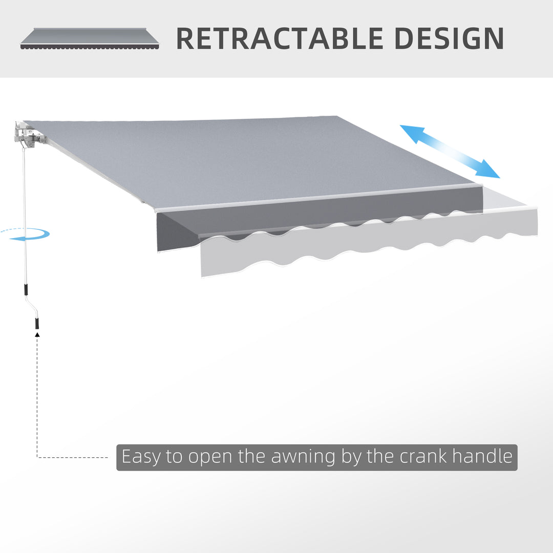 2.5m x 2m Garden Patio Manual Awning Canopy Sun Shade Shelter Retractable with Winding Handle Grey