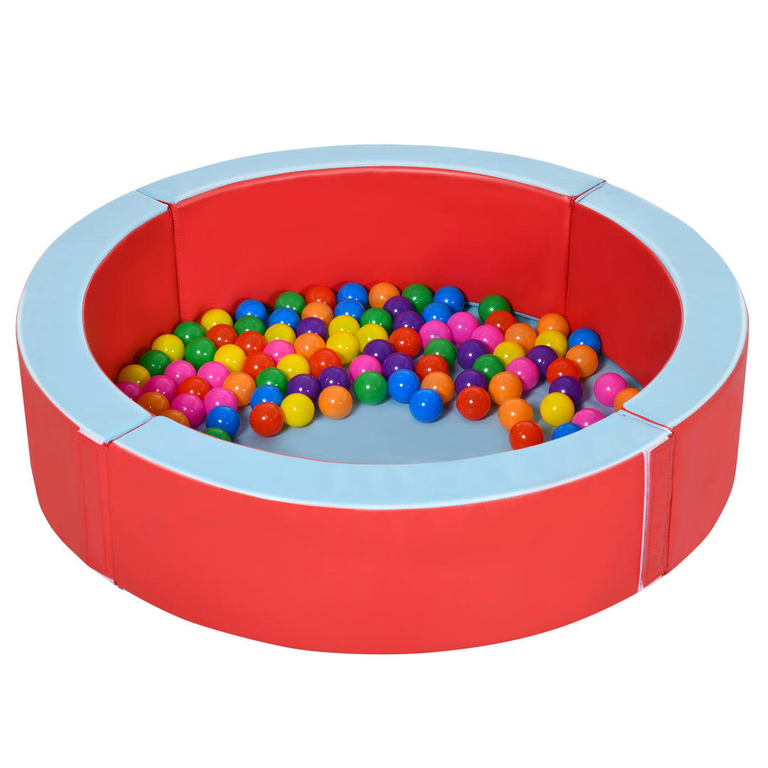 Baby Ball Pit Pool with Removable & Washable Cover, 113 x 26cm Balls Round for Baby with 100 Ocean Balls,  Indoor & Outdoor, Red Light Blue