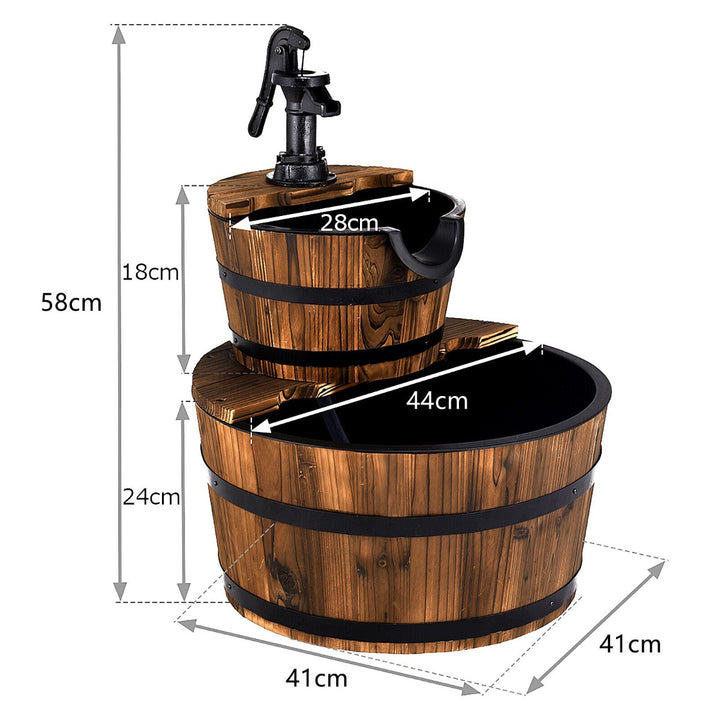 Wooden Water Pump Fountain with Water Speed Adjustment for Garden