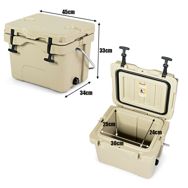 Heavy Duty Portable Ice Chest with Cup Holders for Camping Travel -Coffee