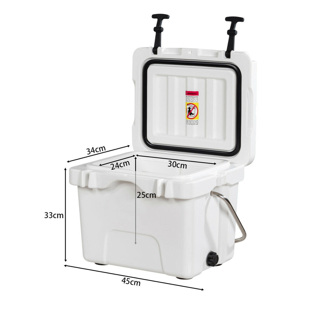 Heavy Duty Portable Ice Chest with Cup Holders for Camping Travel -White