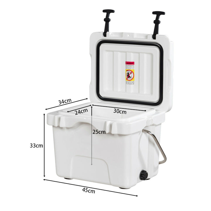 Heavy Duty Portable Ice Chest with Cup Holders for Camping Travel -White