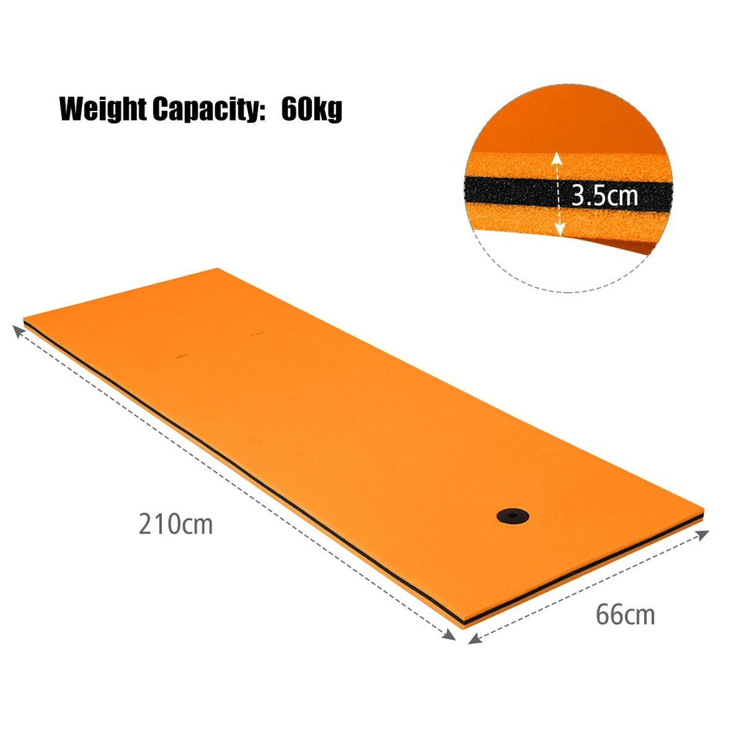 Floating Water Pad Mat with Rolling Pillow Design-Orange