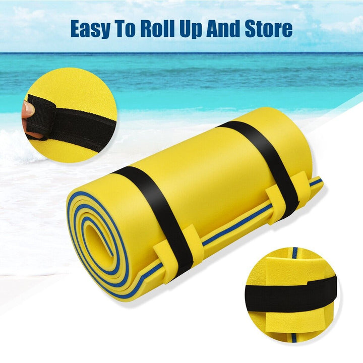 Floating Water Pad Mat with Rolling Pillow Design-Yellow