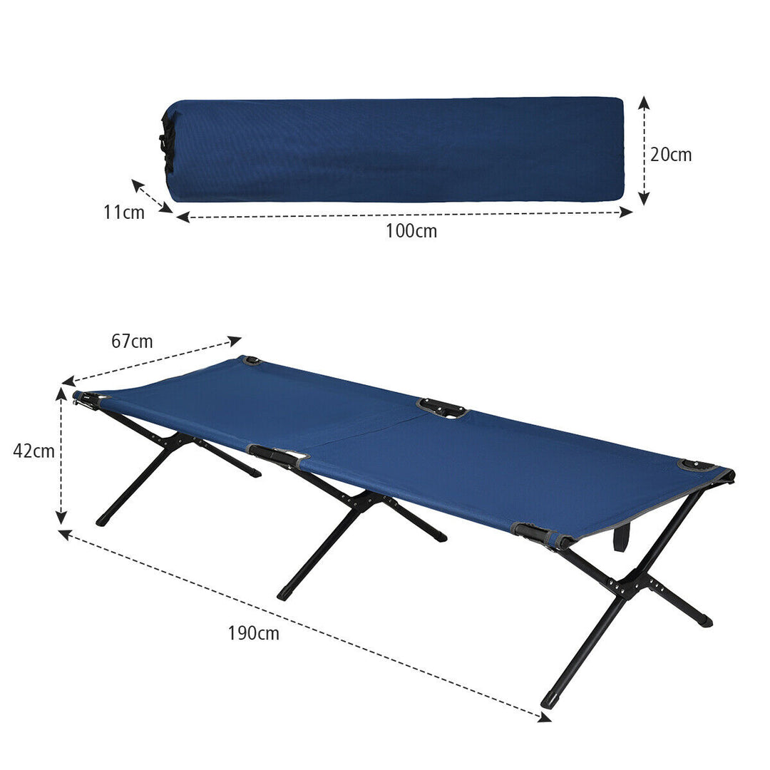 Portable Folding Camping Cot with Carrying Bag for Travel Hiking-Blue