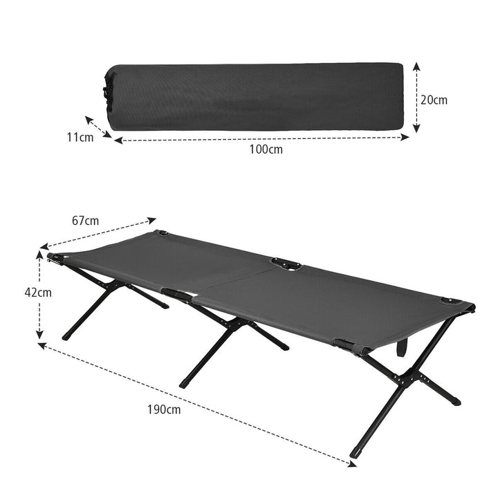 Portable Folding Camping Cot with Carrying Bag for Travel Hiking-Grey