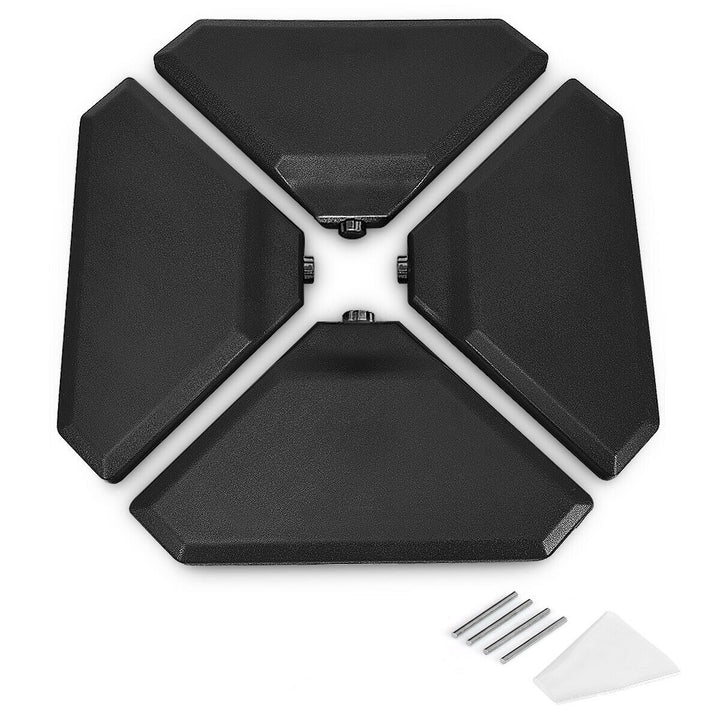 4 Pieces Outdoor Umbrella Parasol Base with Funnel and 4 Bolts