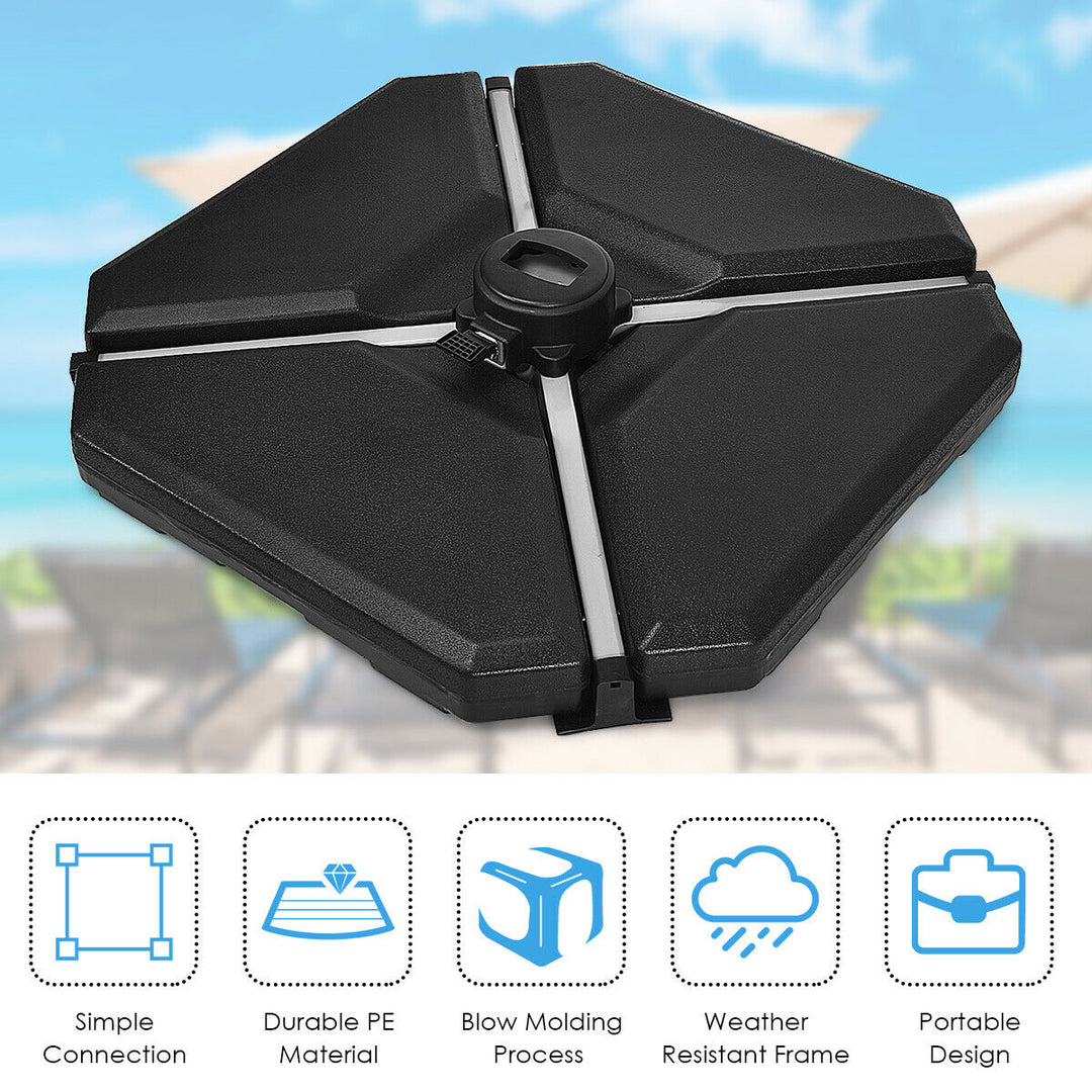 4 Pieces Outdoor Umbrella Parasol Base with Funnel and 4 Bolts
