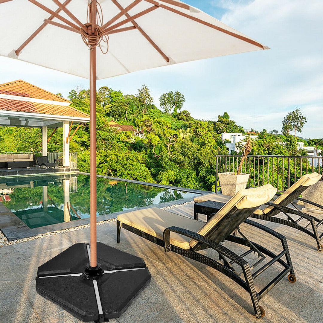 4 Pieces Outdoor Umbrella Parasol Base with Funnel and 4 Bolts