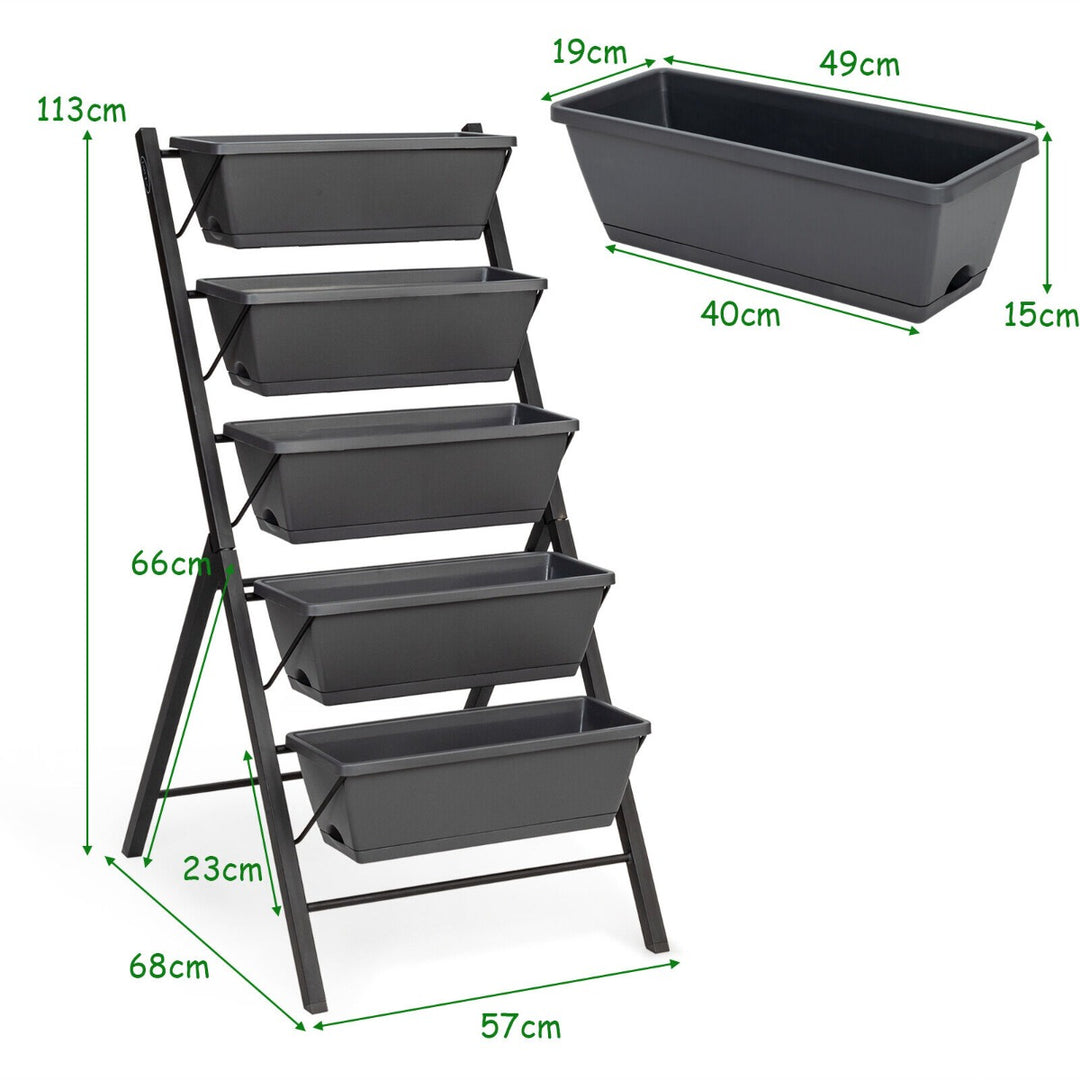 5-Tier Raised Garden Bed with Drainage Holes and Water Storage Bottom