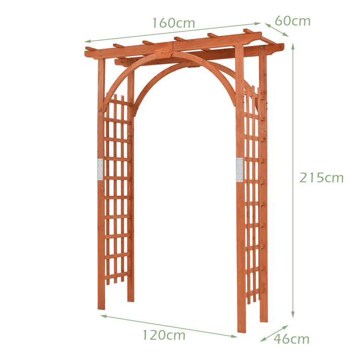 Wood Arch with Support Rack for Garden Plants