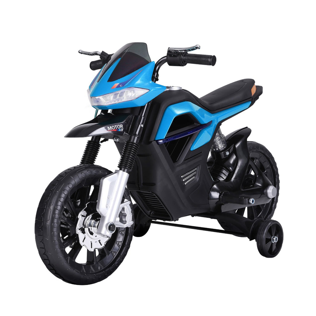 Ride On Kids Electric Motorbike Scooter 6V Battery Powered w/ Brake Lights and Music Blue