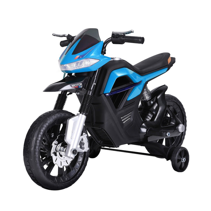 Ride On Kids Electric Motorbike Scooter 6V Battery Powered w/ Brake Lights and Music Blue