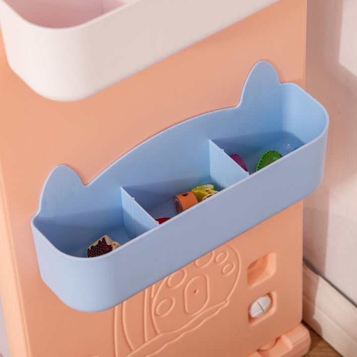 Kids Storage Unit Toy Box Organiser Book Shelf with shelves, storage cabinets, storage boxes, and storage baskets, Orange