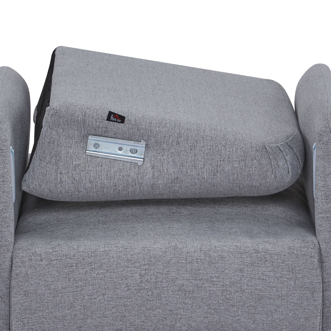 Upholstered Armchair, Nature Wood Frame Living Room Chairs with Birch Wood Legs &amp; Thick Padding Seat and Button Mid-Back, Light Grey