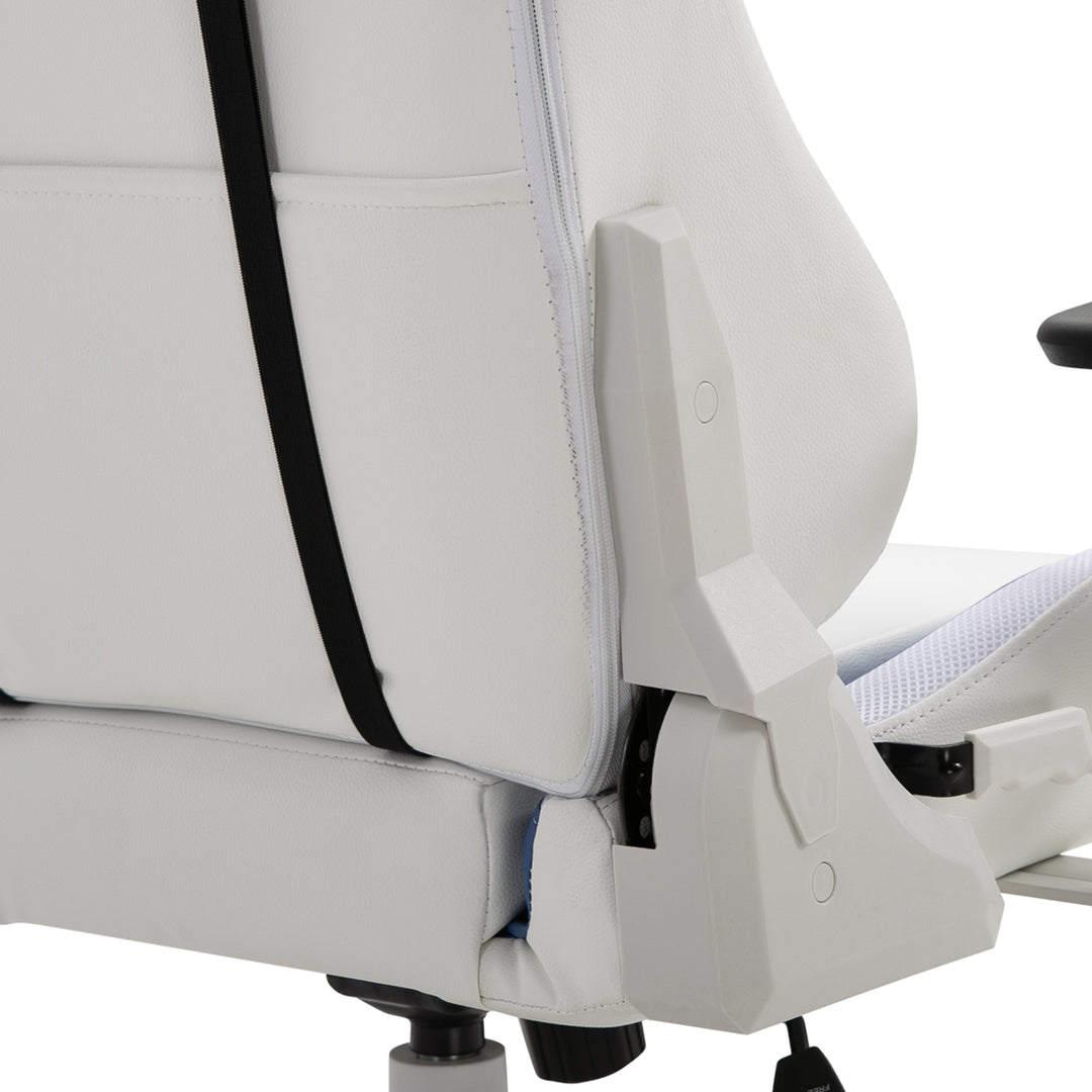 Vinsetto RGB LED Light Gaming Chair, PU Leather Thick Padding, White