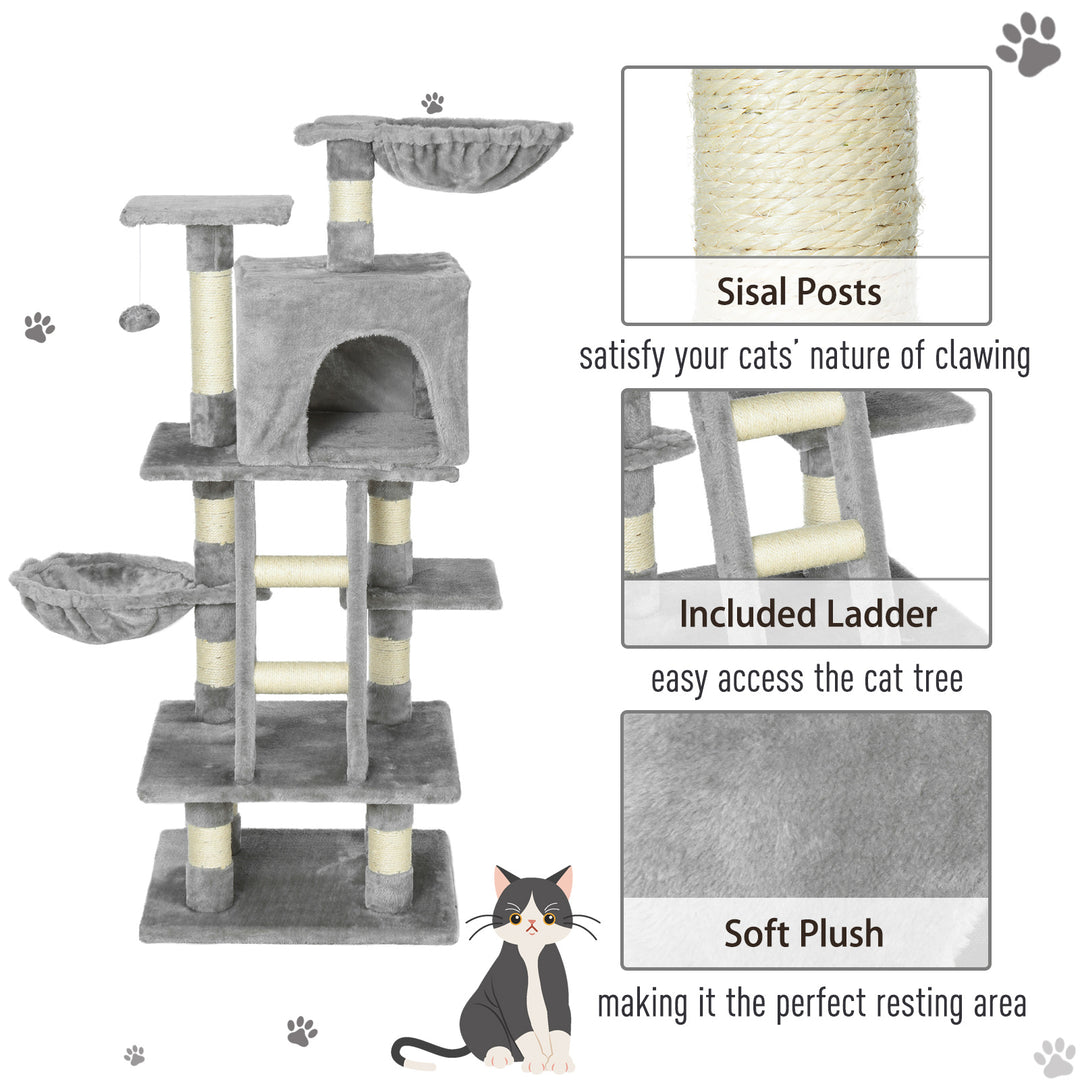 Plush Cat Tree with Sisal Scratching Post - Light Gray