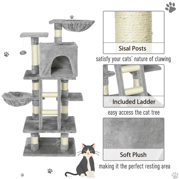 Plush Cat Tree with Sisal Scratching Post - Light Gray