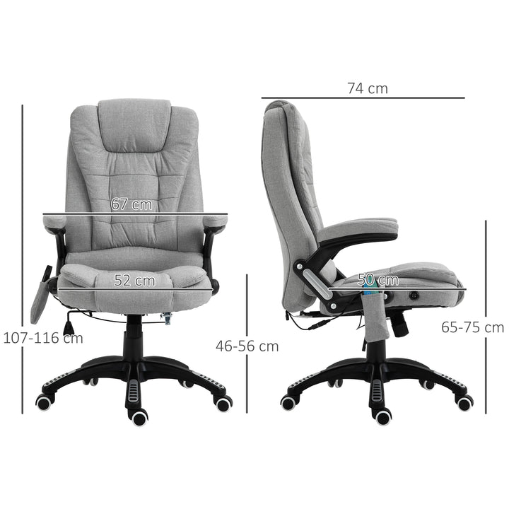 Vinsetto Office Chair with Massager High Back Ergonomic Design with Heated Padded and 360° Swivel Base for Home Office, Gaming, Light Grey