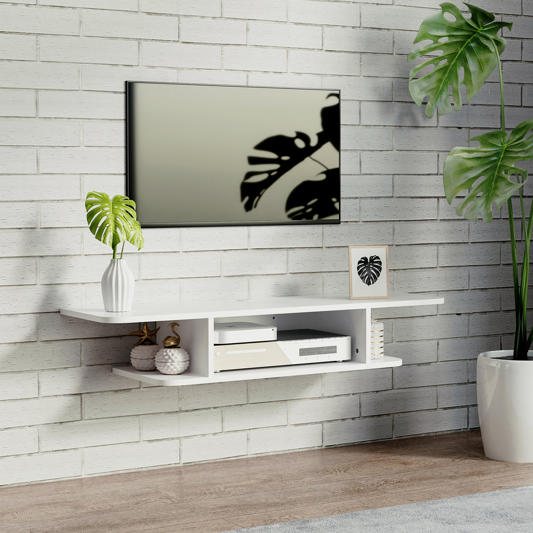 Floating TV Unit Stand for TVs up to 40", Wall Mounted Media Console with Storage Shelf, Entertainment Center, White