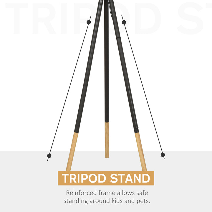 Steel Tripod Floor Lamp w/ Fabric Lampshade Modern- Grey