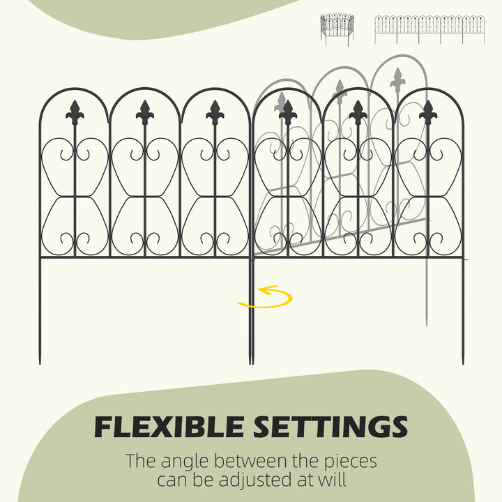 Decorative Garden Fencing, 5PCs Outdoor Picket Fence Panels, Rustproof Metal Wire Landscape Flower Bed Border Edging Animal Barrier, Black