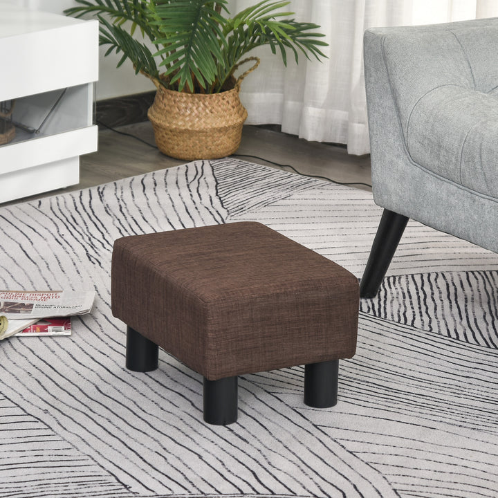 Linen Fabric Footstool Footrest Small Seat Foot Rest Chair Ottoman Light Home Office with Legs 40 x 30 x 24cm Brown