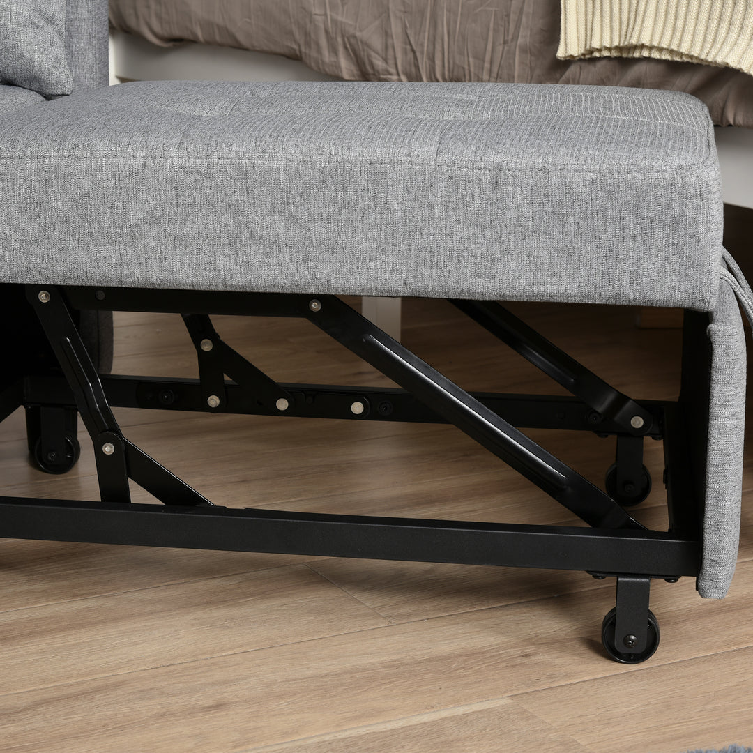 Modern 2-In-1 Single Sofa Bed, Convertible Sleeper Foldable Lounger Armchair with Adjustable Backrest for Living Room and Bedroom, Grey