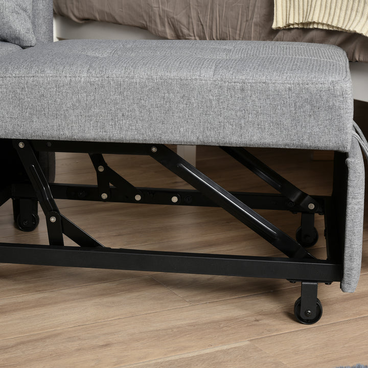 Modern 2-In-1 Single Sofa Bed, Convertible Sleeper Foldable Lounger Armchair with Adjustable Backrest for Living Room and Bedroom, Grey