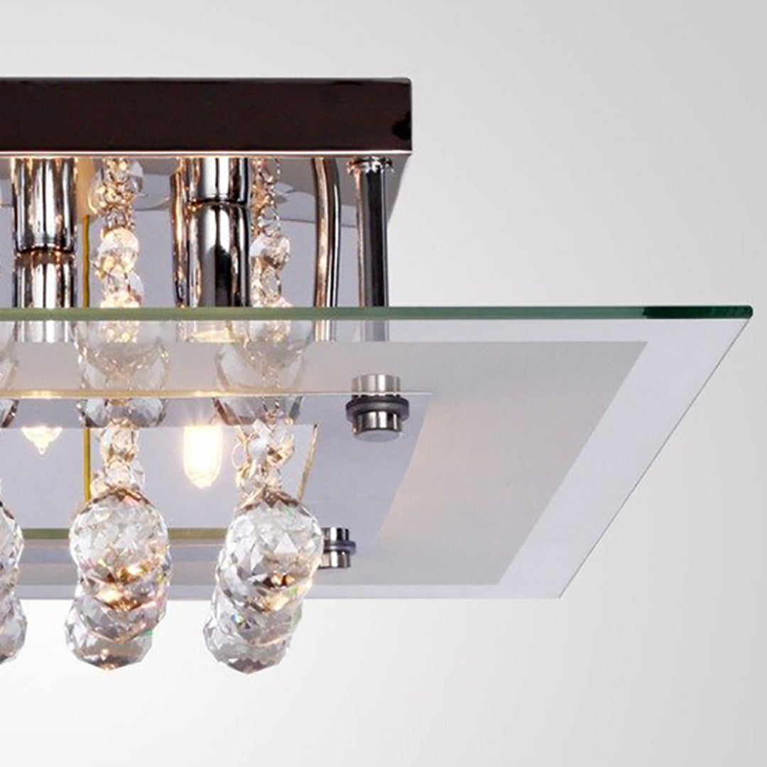 Crystal Chandelier Ceiling Mount Pendant Light Lamp Modern Illumination Fabric, 40L x 40W x 16 Hcm