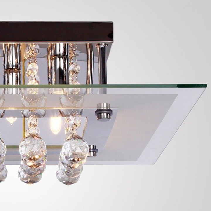 Crystal Chandelier Ceiling Mount Pendant Light Lamp Modern Illumination Fabric, 40L x 40W x 16 Hcm