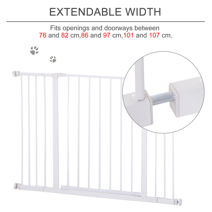 PawHut Pressure Fitted Pet Dog Safety Gate Metal Fence Extending 72-107cm Wide