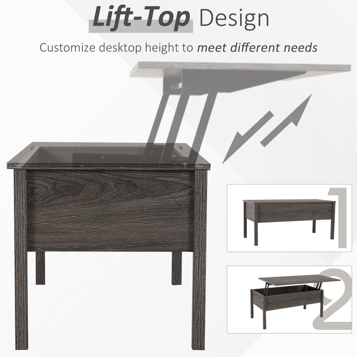 Modern Lift Top Coffee Table with Storage Compartment Convertible Tea Desk Floating Retractable Table Home Office Living Room Furniture Tan