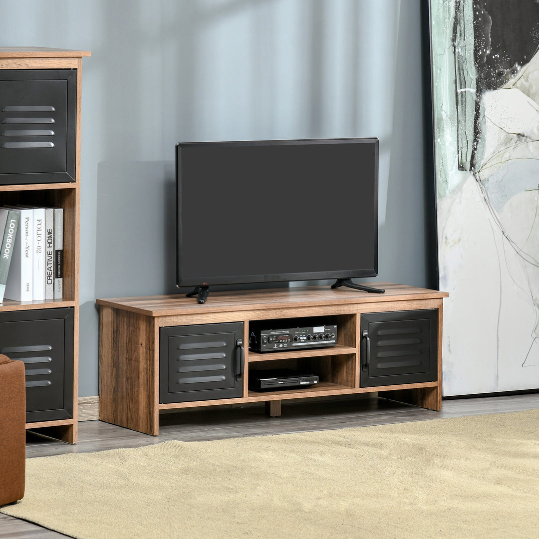 TV Stand Cabinet Unit for TVs up to 42 Inches with 2 Drawers and 2 Storage Compartment Wire Hole Entertainment Console for Living Room Black