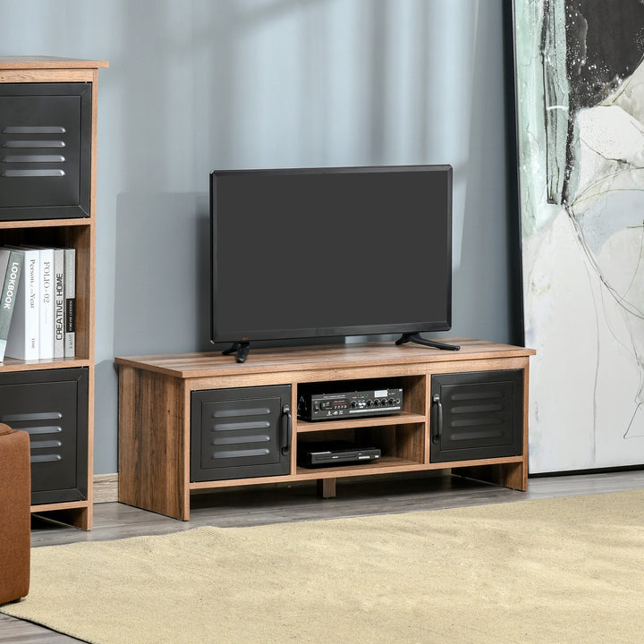 TV Stand Cabinet Unit for TVs up to 42 Inches with 2 Drawers and 2 Storage Compartment Wire Hole Entertainment Console for Living Room Black