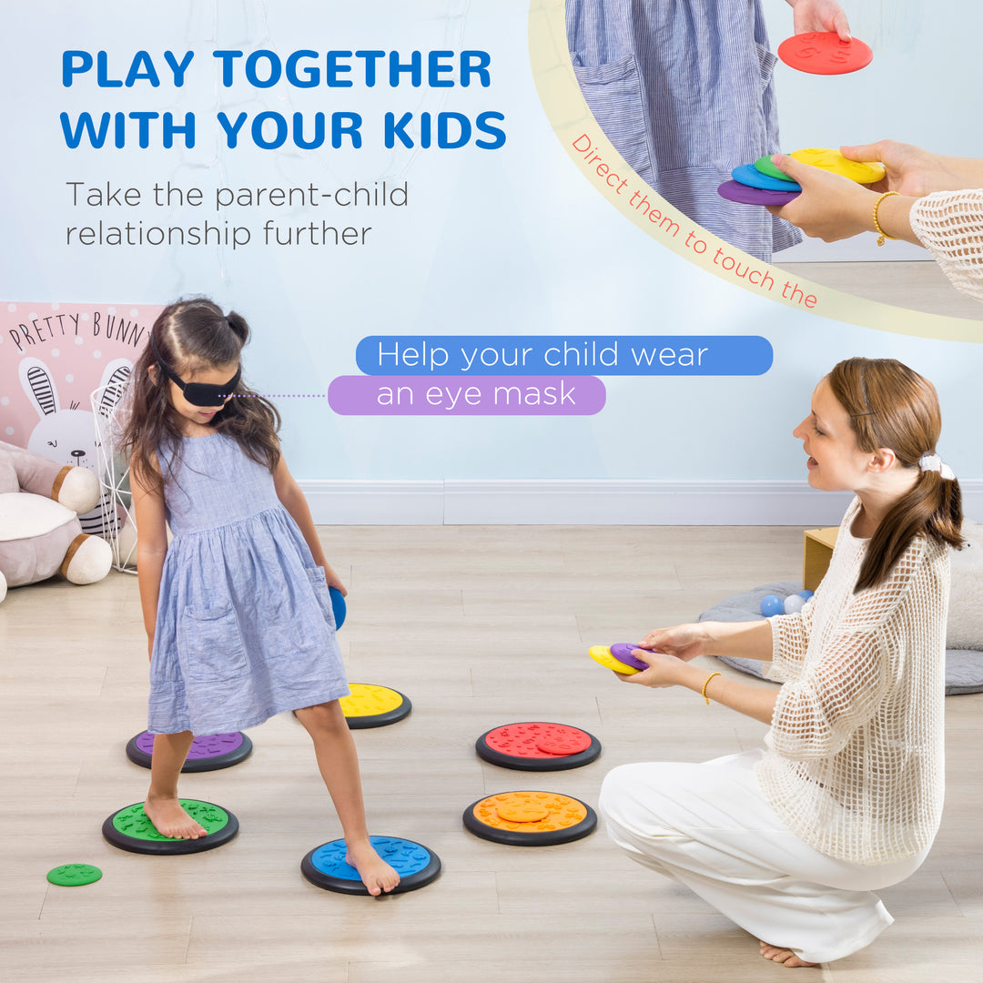 Sensory Discs for Kids, 12Pcs Textured Sensory Pads, Sensory Mats with Eye Mask, Parent-kids Interactive Game for 3-8 years old, Multi-colour