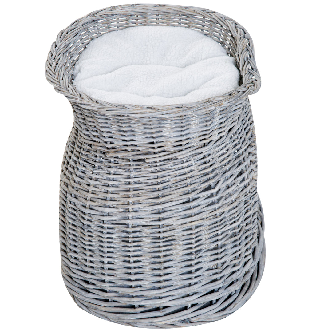 2-Tier Elevated Cat Bed Basket W/Cushion-Grey