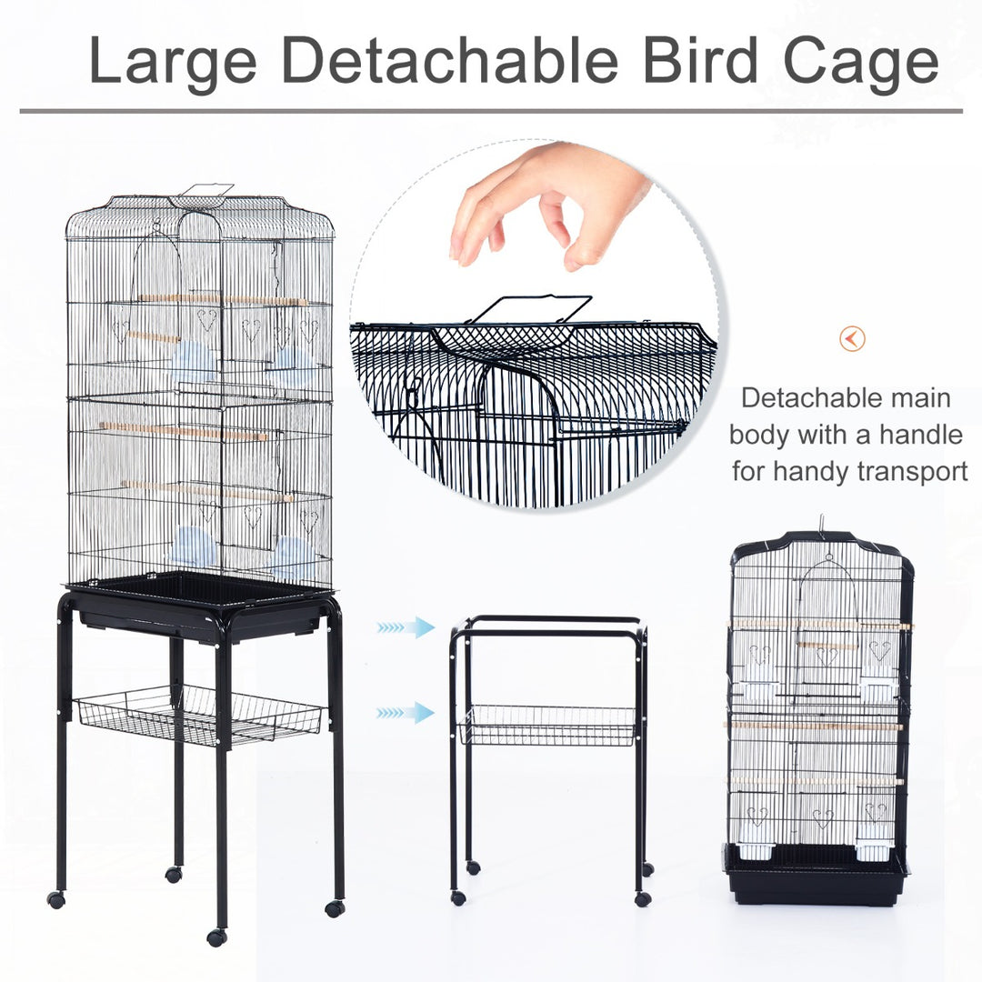 PawHut Large Pet Bird Cage Parrot Cockatiel House, 47.5Lx37Wx153Hcm-Black