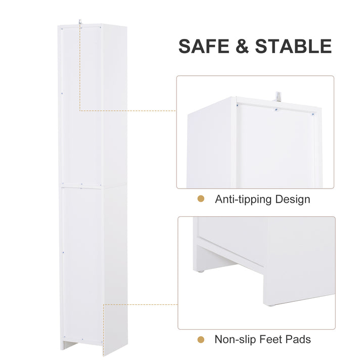 Particle Board Tall Freestanding Bathroom Storage Cabinet White