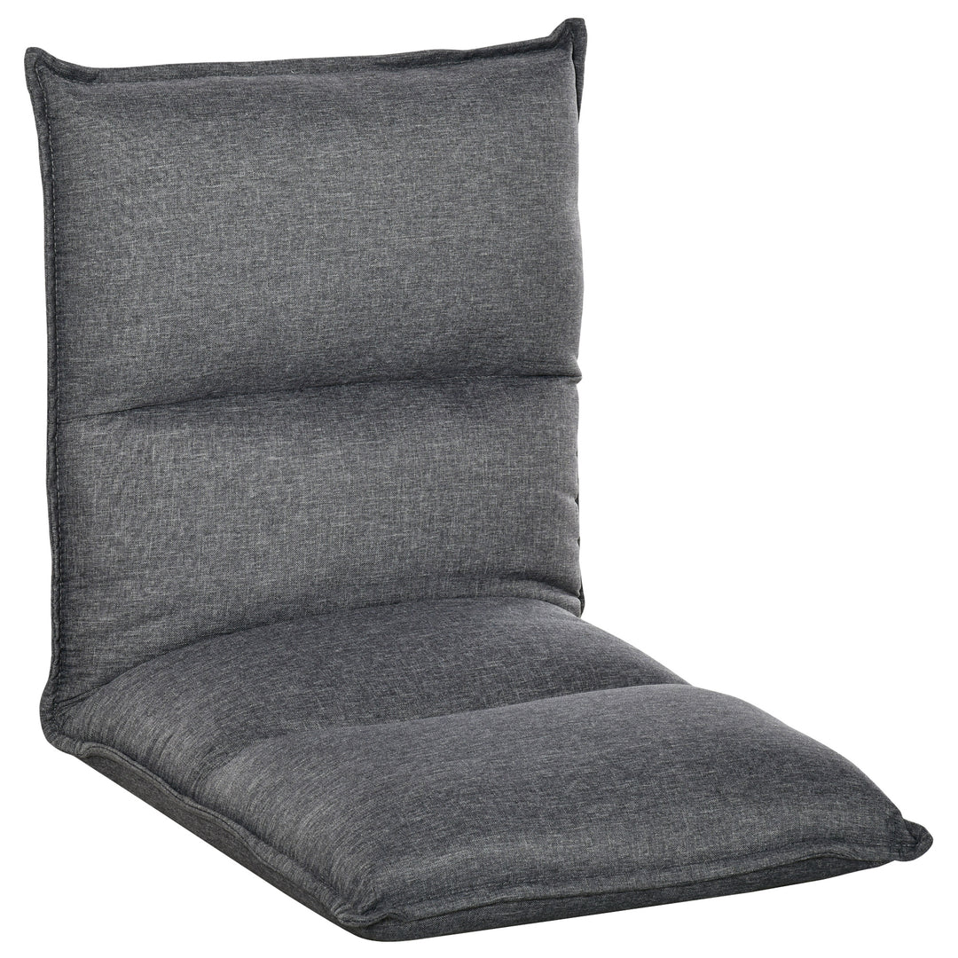 Foldable Padded Sofa with Adjustable Backrest Thick Seat Cushion Lazy Lounge Grey
