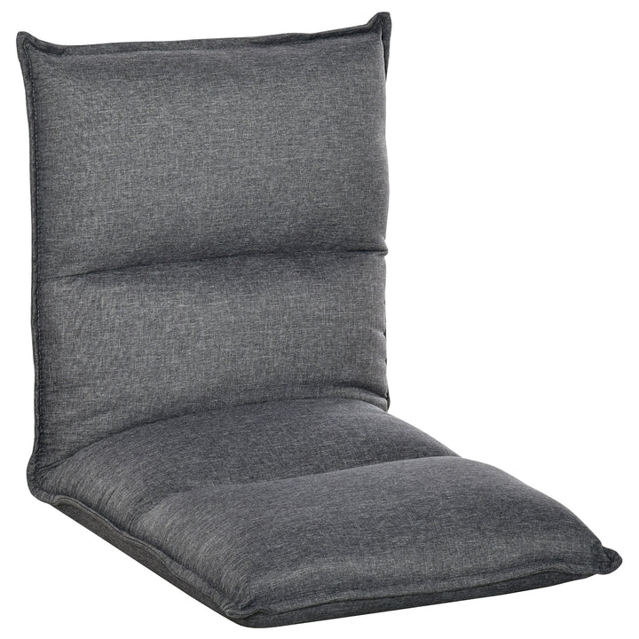 Foldable Padded Sofa with Adjustable Backrest Thick Seat Cushion Lazy Lounge Grey