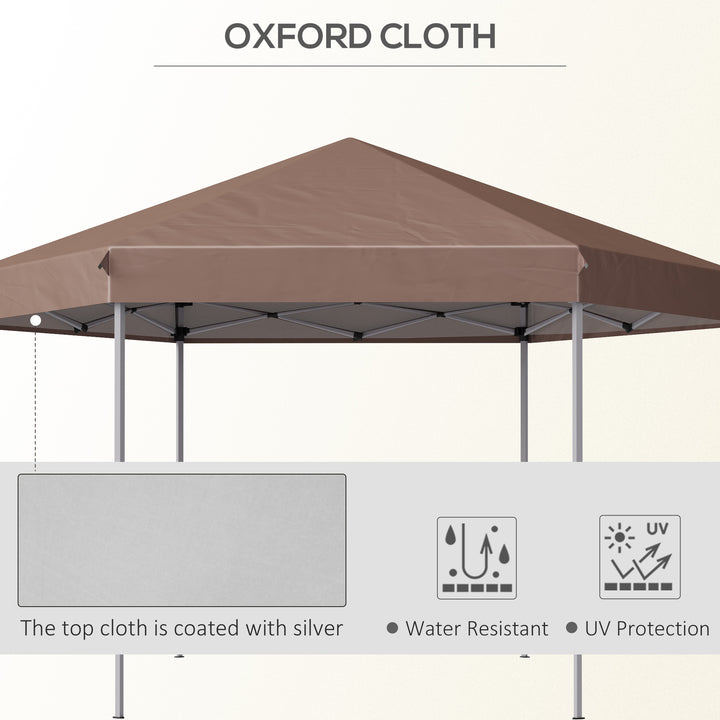 4m x 4m Hexagonal Metal Frame Garden Gazebo Brown