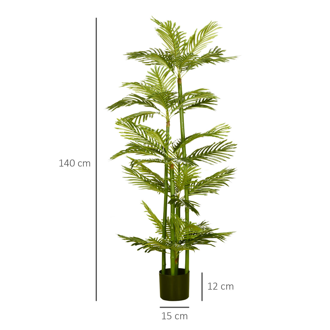Artificial Plant Tropical Palm in Pot, Fake Plants for Home Indoor Outdoor Decor, 15x15x140cm