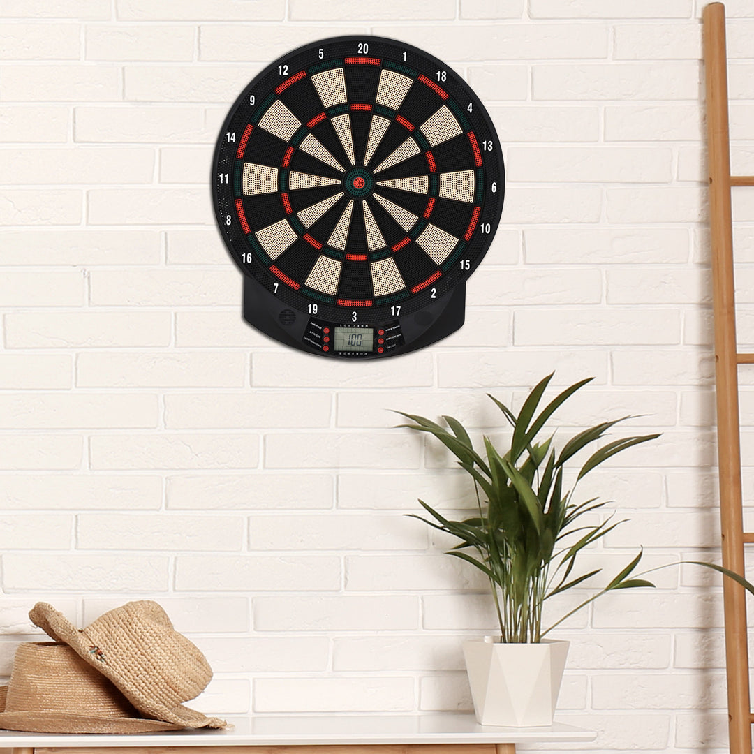 Plastic Electronic Dartboard w/ 6 Darts Black