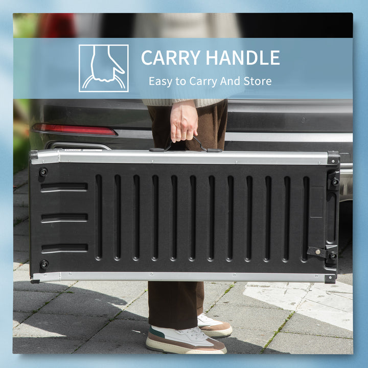 Portable Folding Pet Ramp, Dog Ramp for Cars with One Carry Handle, Non-Slip Ramp for Dogs to Get into a Car, Secure Aluminium Frame, Black